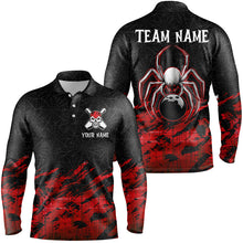 Load image into Gallery viewer, Red and Black Spider Custom Halloween Bowling Team Shirts For Men, Bowling Gifts NQS8599