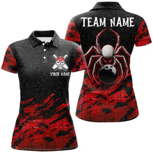 Load image into Gallery viewer, Red and Black Spider Custom Halloween Bowling Team Shirts For Women, Bowling Gifts NQS8599