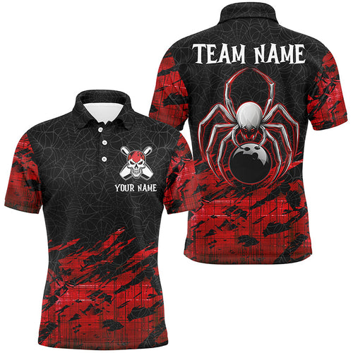 Red and Black Spider Custom Halloween Bowling Team Shirts For Men, Bowling Gifts NQS8599