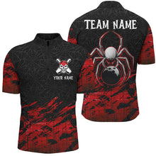 Load image into Gallery viewer, Red and Black Spider Custom Halloween Bowling Team Shirts For Men, Bowling Gifts NQS8599