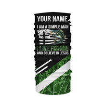 Load image into Gallery viewer, Bass fishing green camo I am a simple man I like fishing and believe in Jesus Custom fishing shirts NQS4245