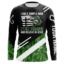 Load image into Gallery viewer, Bass fishing green camo I am a simple man I like fishing and believe in Jesus Custom fishing shirts NQS4245