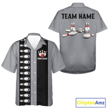 Load image into Gallery viewer, Black and Gray Retro Bowling Hawaiian Shirts Custom Vintage Bowling Team Button up shirt NQS11156