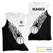 Load image into Gallery viewer, Black and White Flame Basketball shirts custom name and number Basketball team jerseys NQS11364
