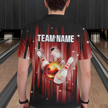 Load image into Gallery viewer, Custom Black and Red Bowling Polo, Quarter Zip Shirts for Men, Bowling Team Shirts Uniform NQS9621