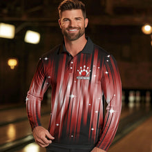 Load image into Gallery viewer, Custom Black and Red Bowling Polo, Quarter Zip Shirts for Men, Bowling Team Shirts Uniform NQS9621