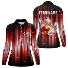 Load image into Gallery viewer, Custom Black and Red Bowling Polo, Quarter Zip Shirts for Women, Bowling Team Shirts Uniform NQS9621