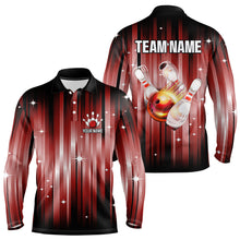 Load image into Gallery viewer, Custom Black and Red Bowling Polo, Quarter Zip Shirts for Men, Bowling Team Shirts Uniform NQS9621