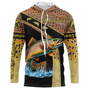 Brown trout fishing scales UV protection Custom long sleeve fishing shirts, trout fishing jerseys NQS5087