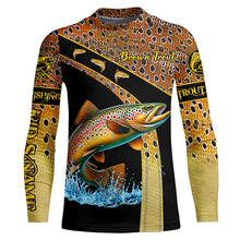 Load image into Gallery viewer, Brown trout fishing scales UV protection Custom long sleeve fishing shirts, trout fishing jerseys NQS5087