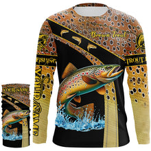 Load image into Gallery viewer, Brown trout fishing scales UV protection Custom long sleeve fishing shirts, trout fishing jerseys NQS5087