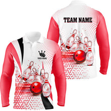 Load image into Gallery viewer, Men Bowling Polo Shirt Custom bowling ball pins bowling team shirts, gifts for bowlers | Red NQS7392