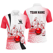 Load image into Gallery viewer, Men Bowling Polo Shirt Custom bowling ball pins bowling team shirts, gifts for bowlers | Red NQS7392