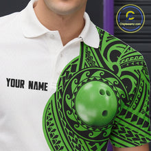 Load image into Gallery viewer, Green and White Tribal pattern Mens Bowling Shirts Custom Bowling outfit men Team bowling jersey NQS9812