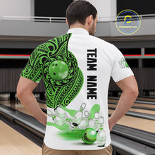 Load image into Gallery viewer, Green and White Tribal pattern Mens Bowling Shirts Custom Bowling outfit men Team bowling jersey NQS9812