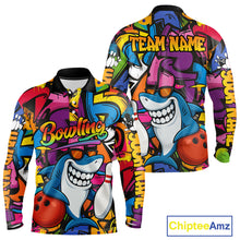 Load image into Gallery viewer, Funny Shark Bowling Shirts For Men Custom Colorful Shark Bowling outfit, Team Bowling Jersey NQS9815