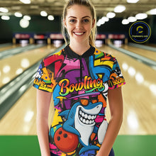 Load image into Gallery viewer, Funny Shark Bowling Shirts For Women Custom Colorful Shark Bowling outfit, Team Bowling Jersey NQS9815
