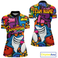 Load image into Gallery viewer, Funny Shark Bowling Shirts For Women Custom Colorful Shark Bowling outfit, Team Bowling Jersey NQS9815