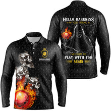 Load image into Gallery viewer, Bowling polo shirts for men custom black bowling skull darkness old friend come to play with you again NQS5383