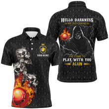 Load image into Gallery viewer, Bowling polo shirts for men custom black bowling skull darkness old friend come to play with you again NQS5383