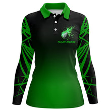 Load image into Gallery viewer, Black and green gradient golf fire custom Womens golf polo shirts, team ladies golf tops NQS7581