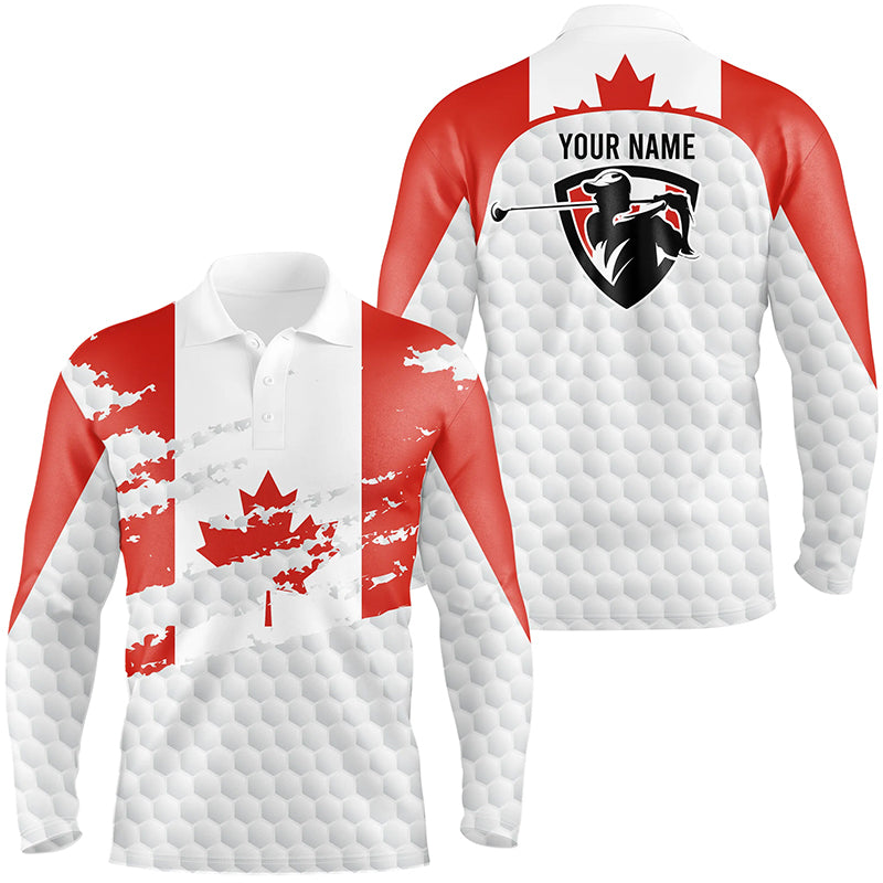 Canadian flag men golf polo shirts custom golf outfit mens, personalized patriot team golf Polo shirt NQS7712