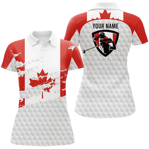 Canadian flag Women golf polo shirts custom ladies golf outfit, personalized patriot team golf shirt NQS7712