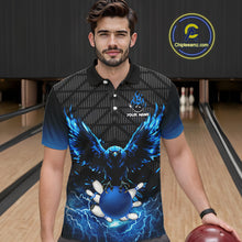 Load image into Gallery viewer, Mens bowling shirts Custom blue lightning thunder Eagle Bowling Team Jersey, gift for team Bowlers NQS10049