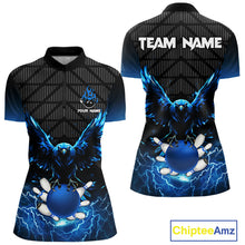 Load image into Gallery viewer, Women bowling shirts Custom blue lightning thunder Eagle Bowling Team Jersey, gift for team Bowlers NQS10049