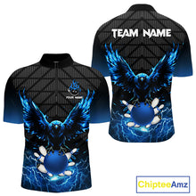 Load image into Gallery viewer, Mens bowling shirts Custom blue lightning thunder Eagle Bowling Team Jersey, gift for team Bowlers NQS10049
