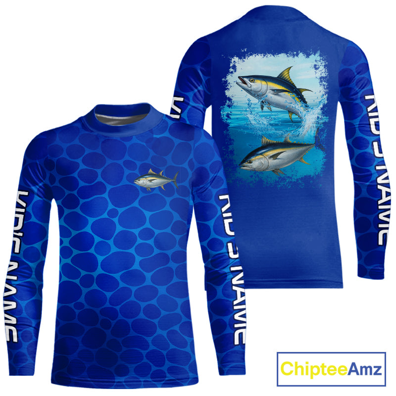 Blue Sea Camo Tuna fishing shirts custom name saltwater Tuna fishing sun protection fishing apparel NQS10054