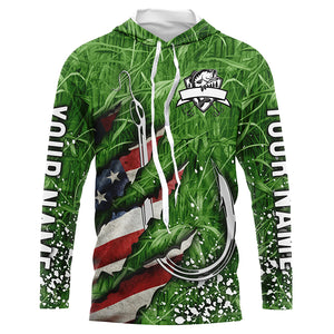 American flag fish hook green camo fishing custom sun protection performance long sleeve fishing shirt NQS6054