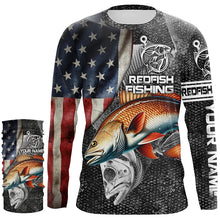 Load image into Gallery viewer, Redfish fishing American flag patriotic Long Sleeve UV protection Custom fishing shirts NQS1086