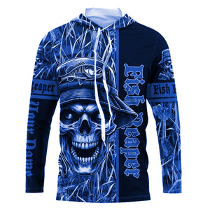 Fish reaper fishing blue camo UV protection custom fishing shirts, fishing shirts NQS2444