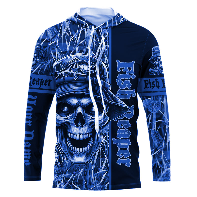 Fish reaper fishing blue camo UV protection custom fishing shirts, fishing shirts NQS2444