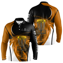 Load image into Gallery viewer, Mens disc golf polo shirt custom disc golf basket, personalized disc golf gifts | Orange NQS9090