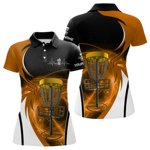 Womens disc golf polo shirt custom disc golf basket, personalized disc golf gifts | Orange NQS9090