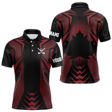 Load image into Gallery viewer, Black and Red Canadian Flag Mens Golf Polo Shirts Custom Patriotic Golf Gifts For Men NQS9096