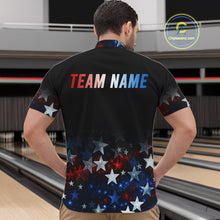 Load image into Gallery viewer, Personalized Red, White and Blue Stars Pattern Bowling Team Shirts For Men Patriotic Bowling Gifts NQS11169