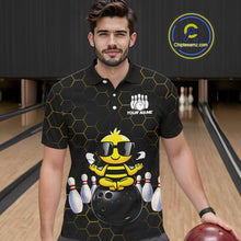 Load image into Gallery viewer, Black and Gold Funny Bee Bowling Shirts for Men Custom Team Bowling Jerseys, Gift For Bowlers NQS11582
