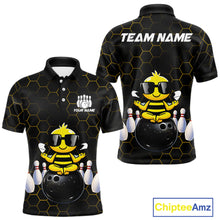 Load image into Gallery viewer, Black and Gold Funny Bee Bowling Shirts for Men Custom Team Bowling Jerseys, Gift For Bowlers NQS11582