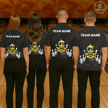 Load image into Gallery viewer, Black and Gold Funny Bee Bowling Shirts for Men Custom Team Bowling Jerseys, Gift For Bowlers NQS11582