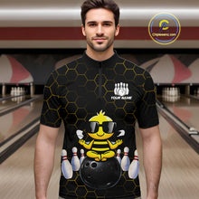 Load image into Gallery viewer, Black and Gold Funny Bee Bowling Shirts for Men Custom Team Bowling Jerseys, Gift For Bowlers NQS11582