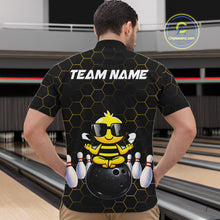 Load image into Gallery viewer, Black and Gold Funny Bee Bowling Shirts for Men Custom Team Bowling Jerseys, Gift For Bowlers NQS11582