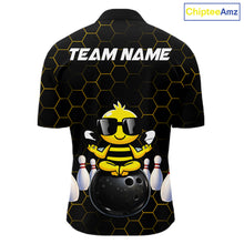 Load image into Gallery viewer, Black and Gold Funny Bee Bowling Shirts for Men Custom Team Bowling Jerseys, Gift For Bowlers NQS11582