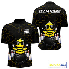 Load image into Gallery viewer, Black and Gold Funny Bee Bowling Shirts for Men Custom Team Bowling Jerseys, Gift For Bowlers NQS11582