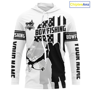 Carp hunter bowfishing black & white American flag Custom UV sun protection Long sleeve Fishing Shirt NQS9817