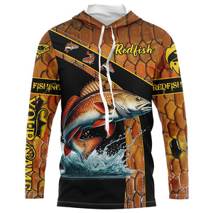 Redfish fishing scales UV protection Custom long sleeve fishing shirts, red drum fishing jerseys NQS5394