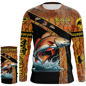 Redfish fishing scales UV protection Custom long sleeve fishing shirts, red drum fishing jerseys NQS5394