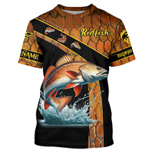 Load image into Gallery viewer, Redfish fishing scales UV protection Custom long sleeve fishing shirts, red drum fishing jerseys NQS5394